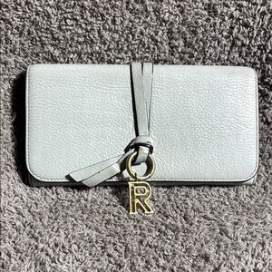 Chloé Gray Leather Wallet with letter “R” Charm